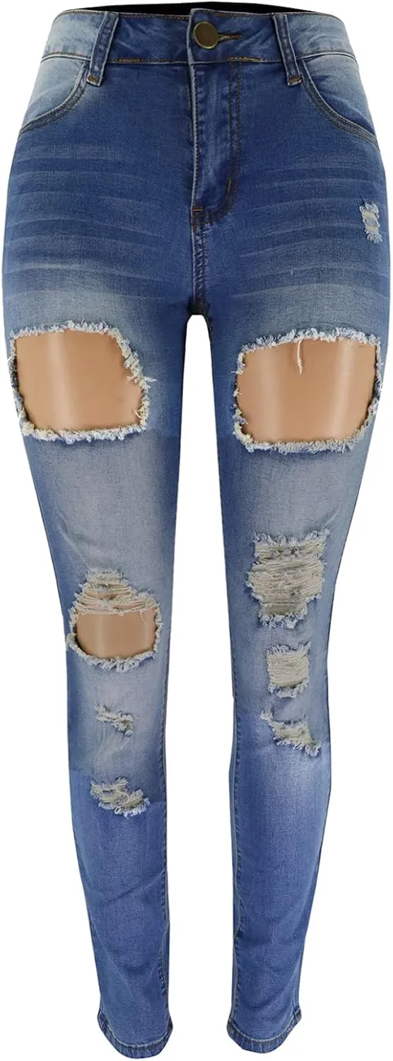 Wide Leg Jeans Women High Waisted Lift Butt Women's Ripped Jeans Stretch Distressed High Juniors Jeans Black