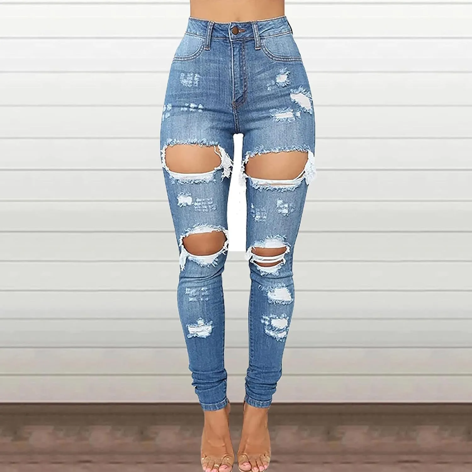 Wide Leg Jeans Women High Waisted Lift Butt Women's Ripped Jeans Stretch Distressed High Juniors Jeans Black