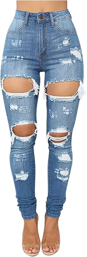 Wide Leg Jeans Women High Waisted Lift Butt Women's Ripped Jeans Stretch Distressed High Juniors Jeans Black