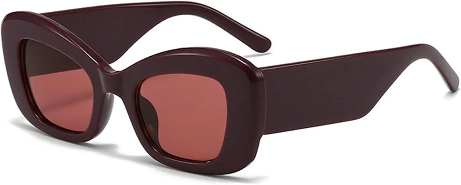 willochra oversized cat eye Sunglasses Men Women 90s Vintage Thick Frame Square Leopard brown Trending Shades UV400 Eyewear