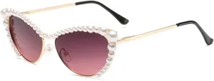 willochra Pearls Crystal Shiny Cat Eye Sunglasses For Women Vintage Fashion Luxury Rhinestone Sun Glasses Female Shades F25