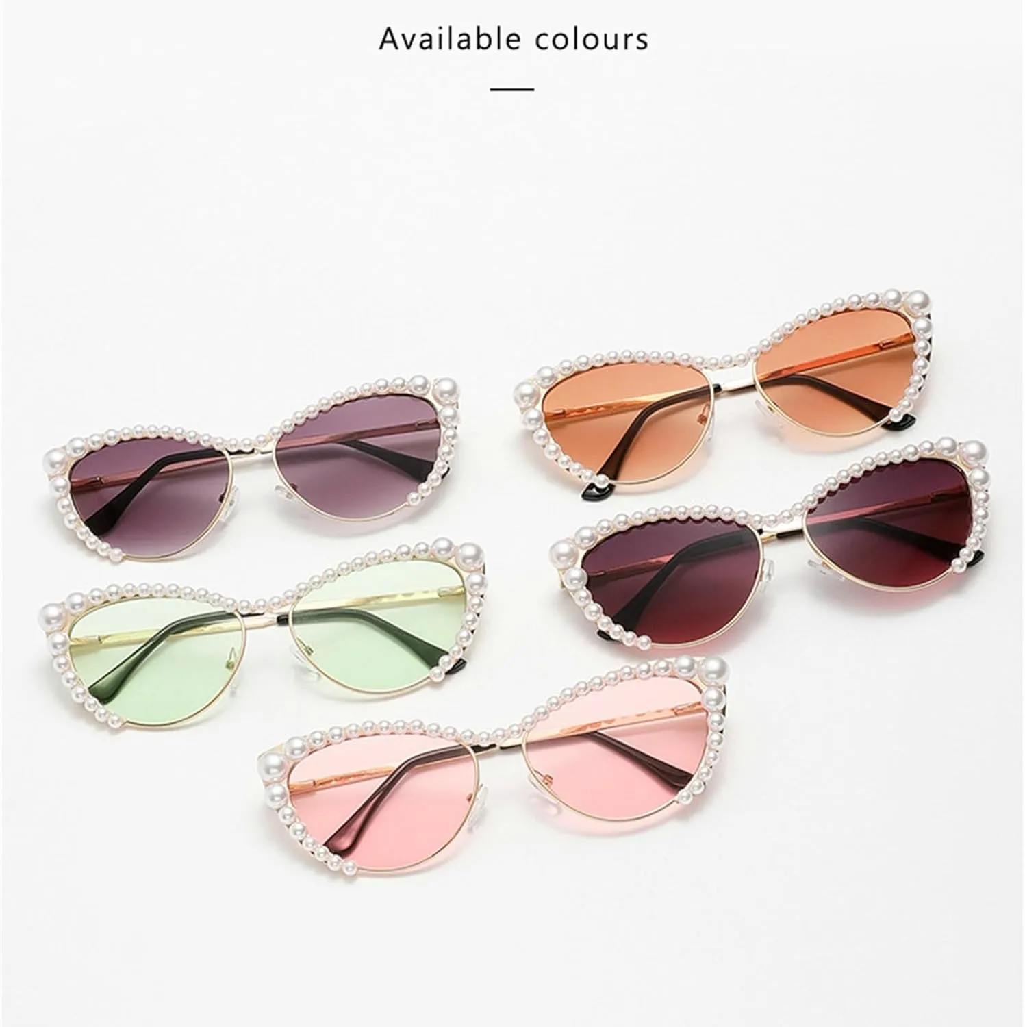 willochra Pearls Crystal Shiny Cat Eye Sunglasses For Women Vintage Fashion Luxury Rhinestone Sun Glasses Female Shades F25
