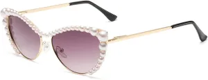 willochra Pearls Crystal Shiny Cat Eye Sunglasses For Women Vintage Fashion Luxury Rhinestone Sun Glasses Female Shades F25