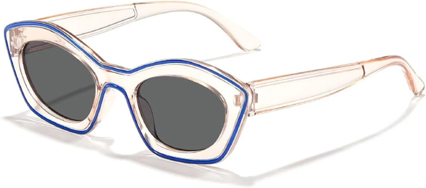 willochra Retro Oval Butterfly Sunglasses for Women Vintage 90s Cat Eye Sun Glasses Trendy Small Oval Cateye Line Shades