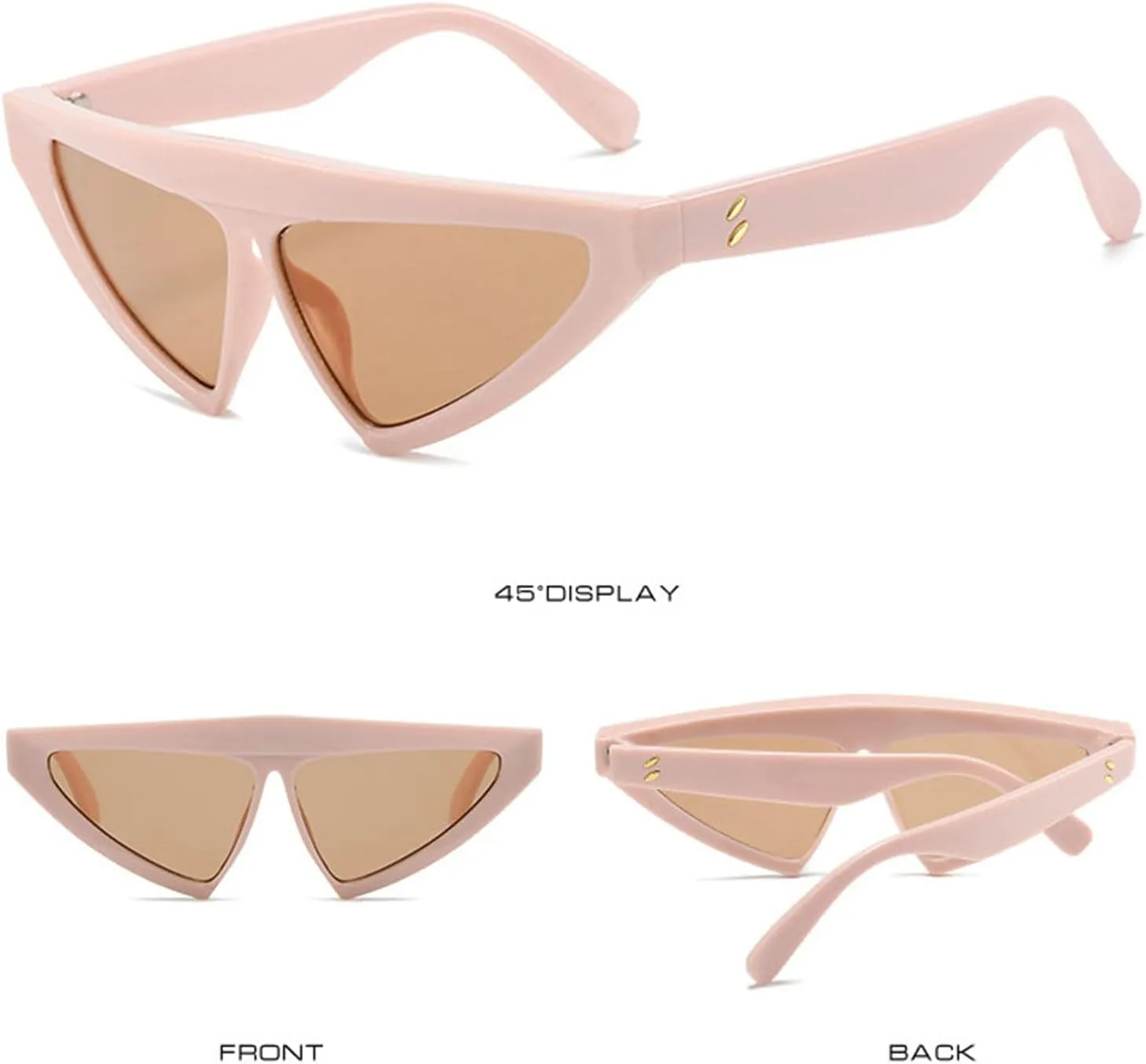 willochra Vintage Triangle Cat Eye Sunglasses Women Fashion Designer Jelly Pink Shades UV400 Men Rivets Sun Glasses