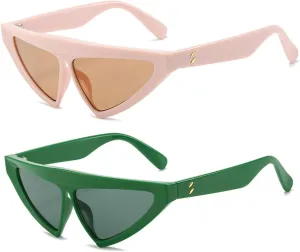 willochra Vintage Triangle Cat Eye Sunglasses Women Fashion Designer Jelly Pink Shades UV400 Men Rivets Sun Glasses