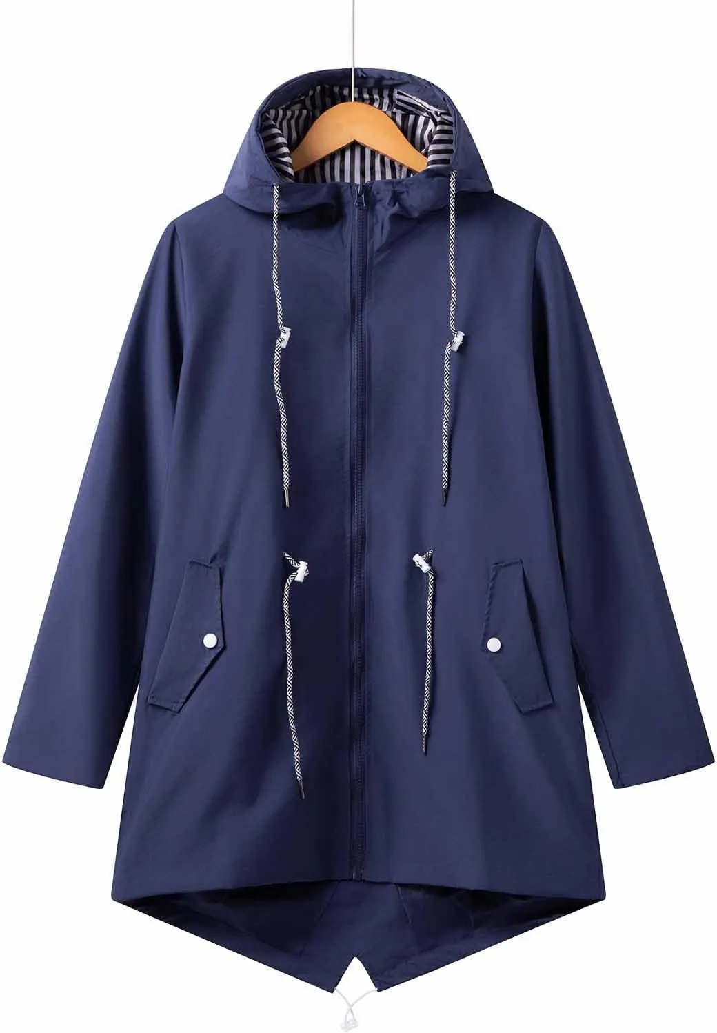 Women Casual Ligtweight Military Jackets Anorak Utility Drawstring Waist Hoodie Zip Up Fall Rain Jackets with Pockets