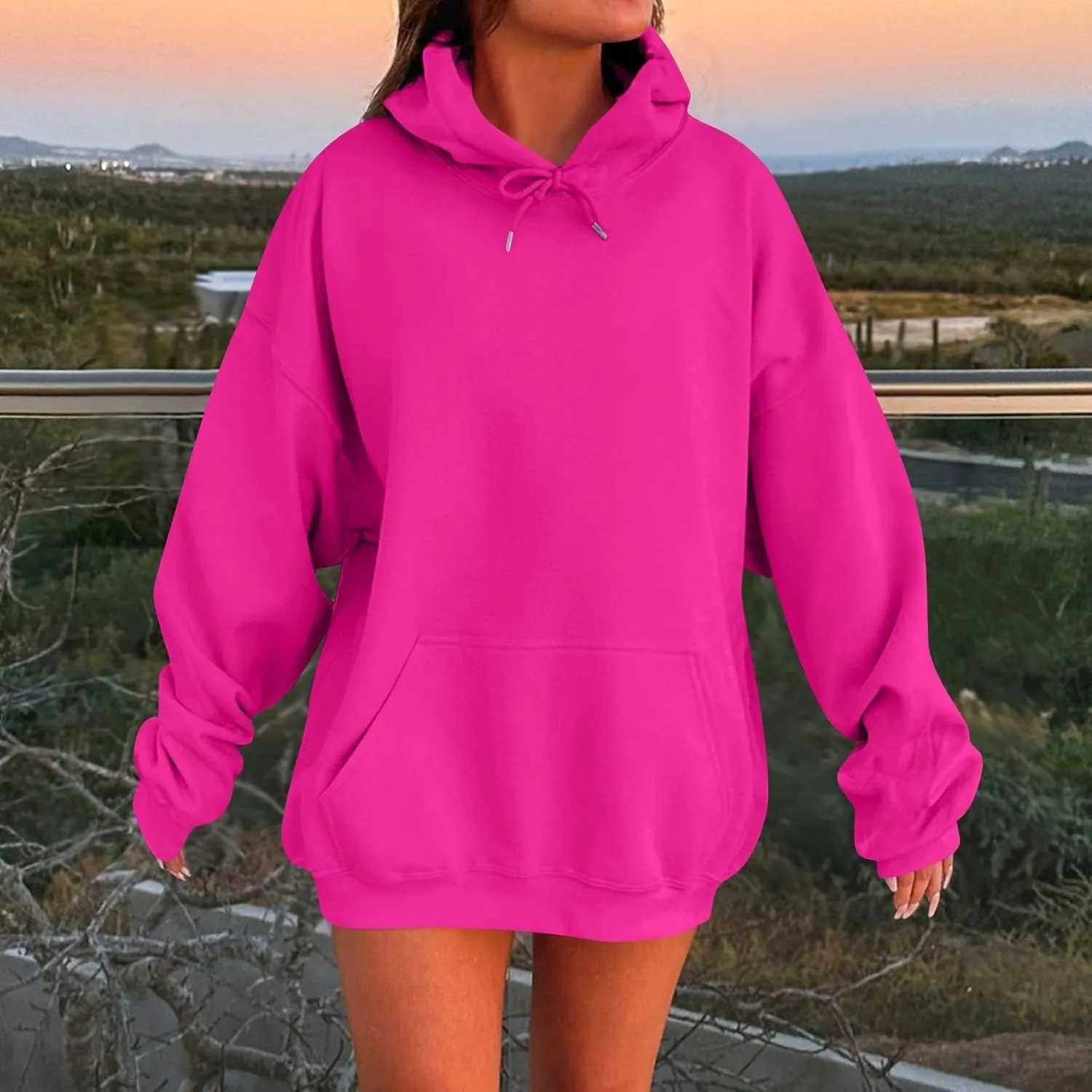 Women Hoodies Dress Long Sleeve Tunic Dress Striped Hooded Sweatshirts Dress Casual Oversized Sweatshirts with Pocket