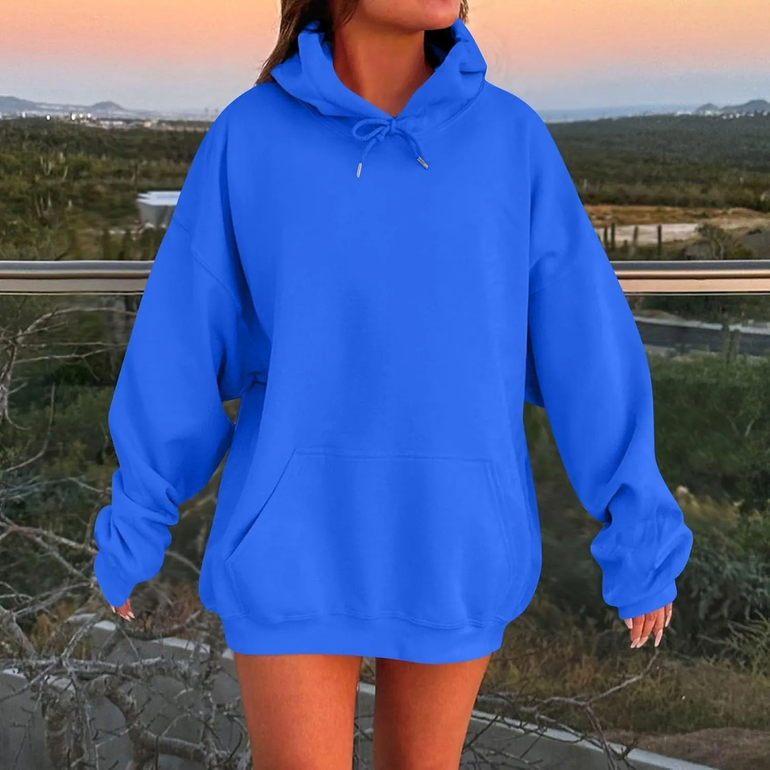 Women Hoodies Dress Long Sleeve Tunic Dress Striped Hooded Sweatshirts Dress Casual Oversized Sweatshirts with Pocket