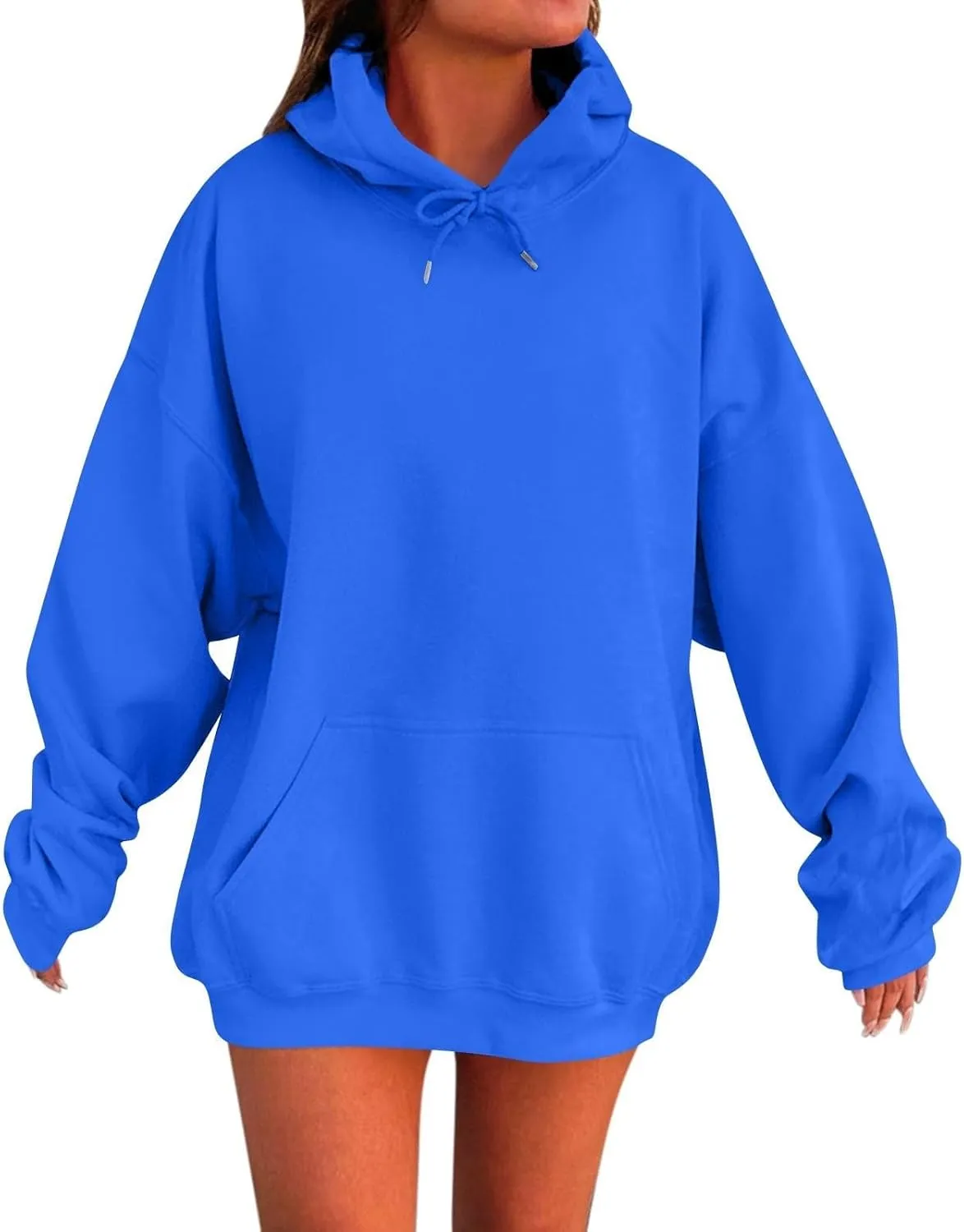 Women Hoodies Dress Long Sleeve Tunic Dress Striped Hooded Sweatshirts Dress Casual Oversized Sweatshirts with Pocket