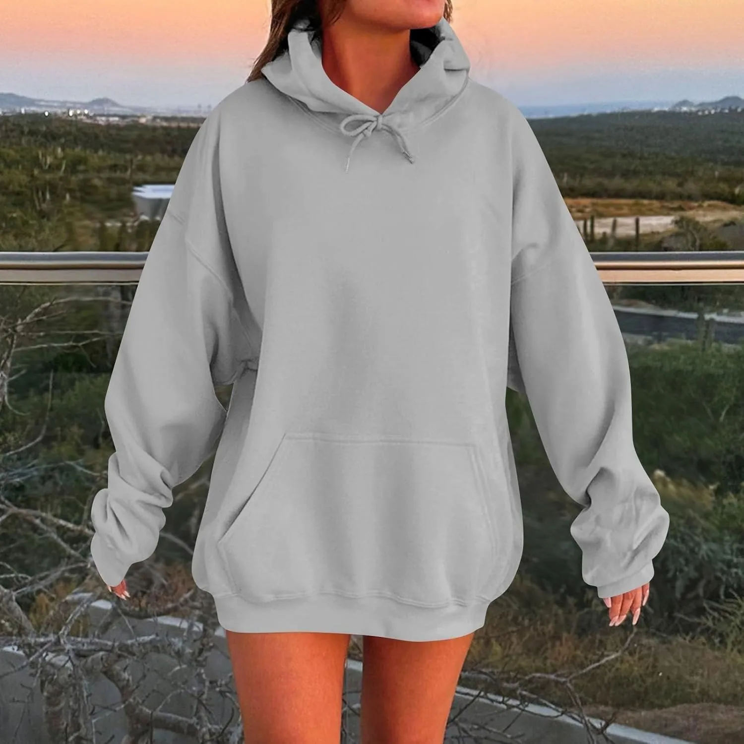 Women Hoodies Dress Long Sleeve Tunic Dress Striped Hooded Sweatshirts Dress Casual Oversized Sweatshirts with Pocket