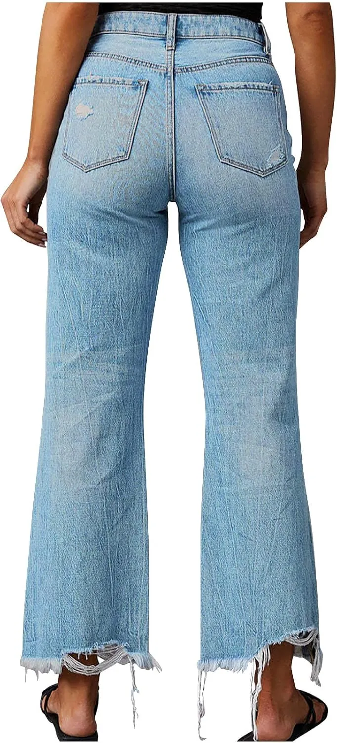 Women Jeans Pants Jeans for Women Denim Loose Fit Western High Cut Flare Wide Leg Fall Summer Jeans 2025
