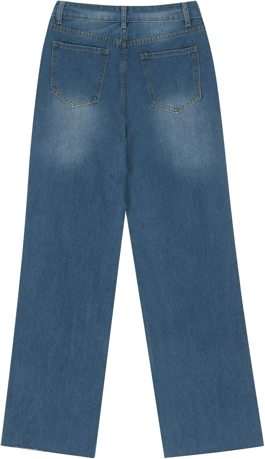 Women Jeans Pants Jeans for Women Denim Loose Fit Western High Cut Flare Wide Leg Fall Summer Jeans 2025