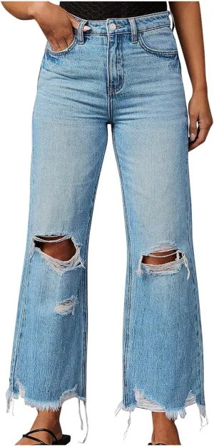 Women Jeans Pants Jeans for Women Denim Loose Fit Western High Cut Flare Wide Leg Fall Summer Jeans 2025