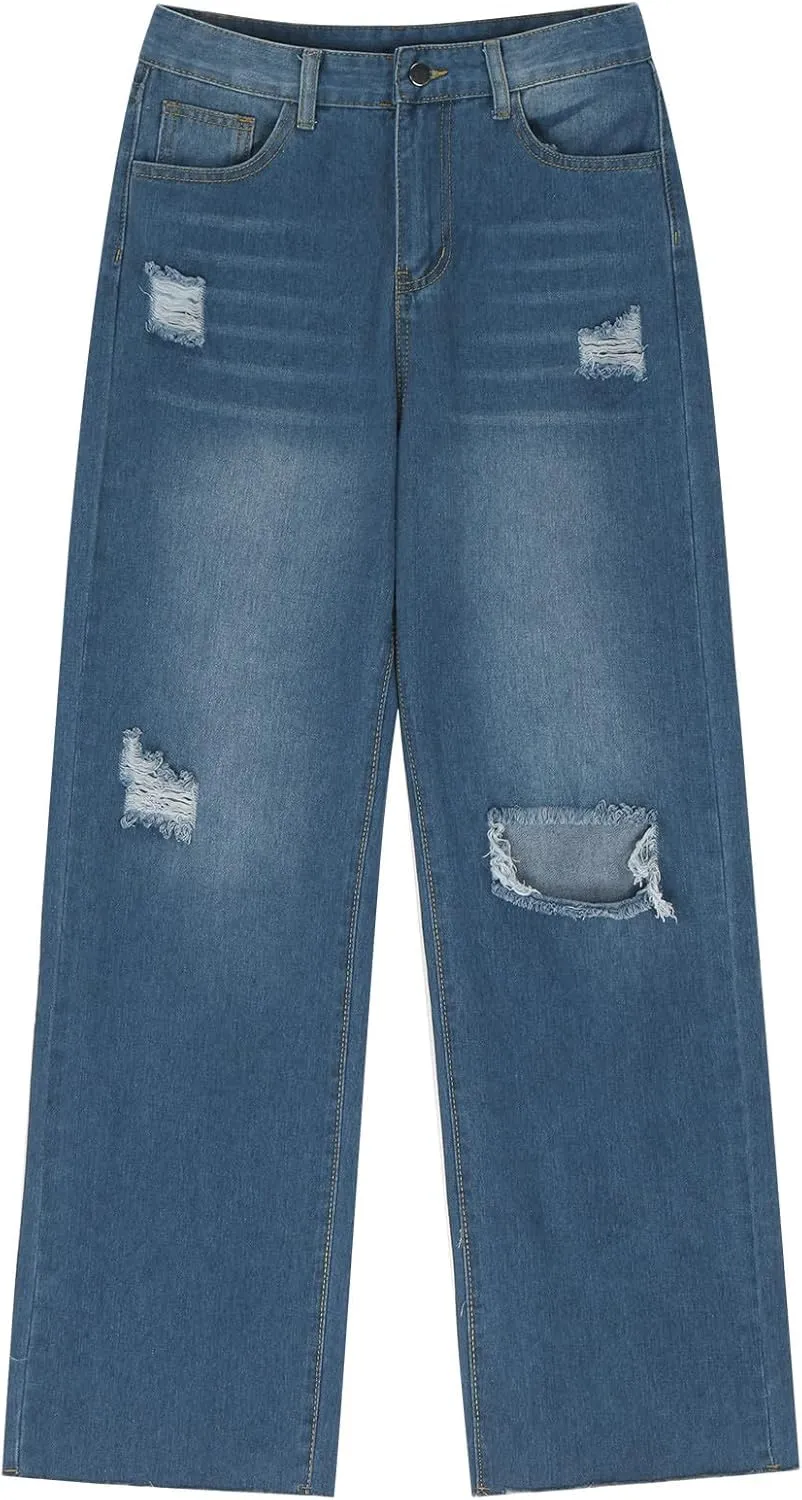 Women Jeans Pants Jeans for Women Denim Loose Fit Western High Cut Flare Wide Leg Fall Summer Jeans 2025