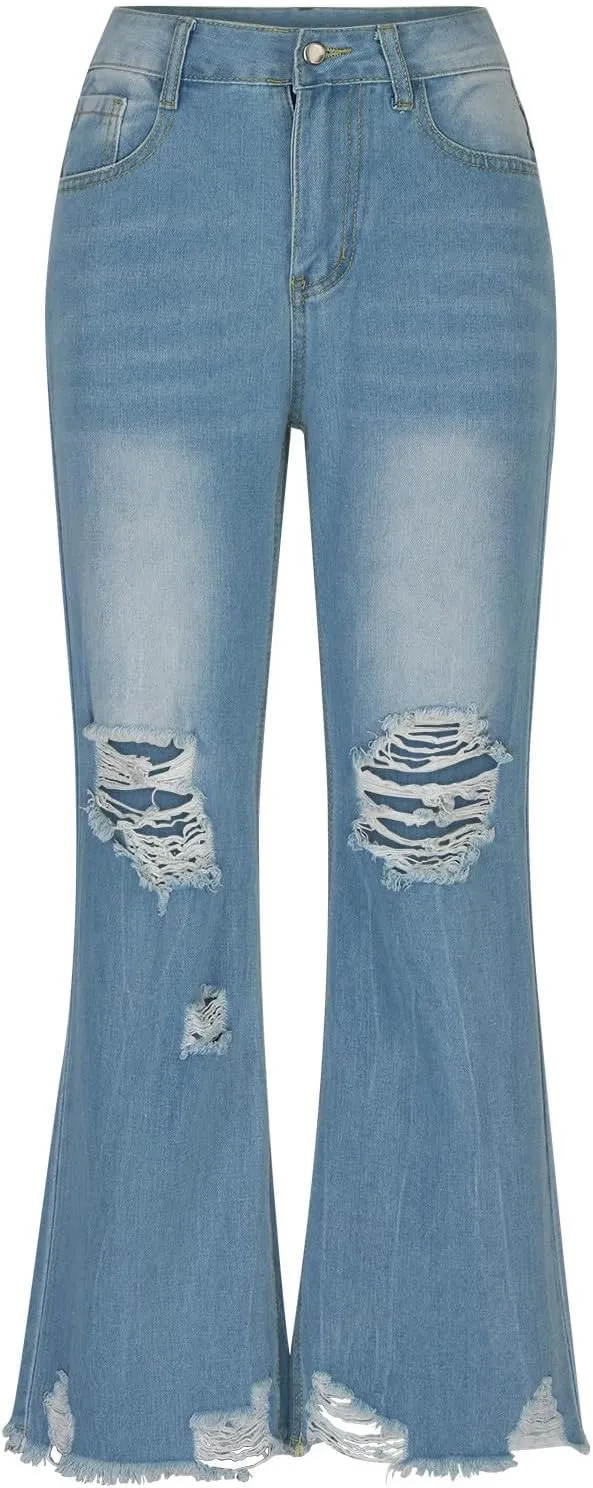 Women Jeans Pants Jeans for Women Denim Loose Fit Western High Cut Flare Wide Leg Fall Summer Jeans 2025