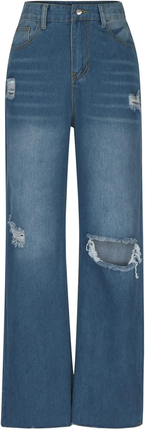 Women Jeans Pants Jeans for Women Denim Loose Fit Western High Cut Flare Wide Leg Fall Summer Jeans 2025