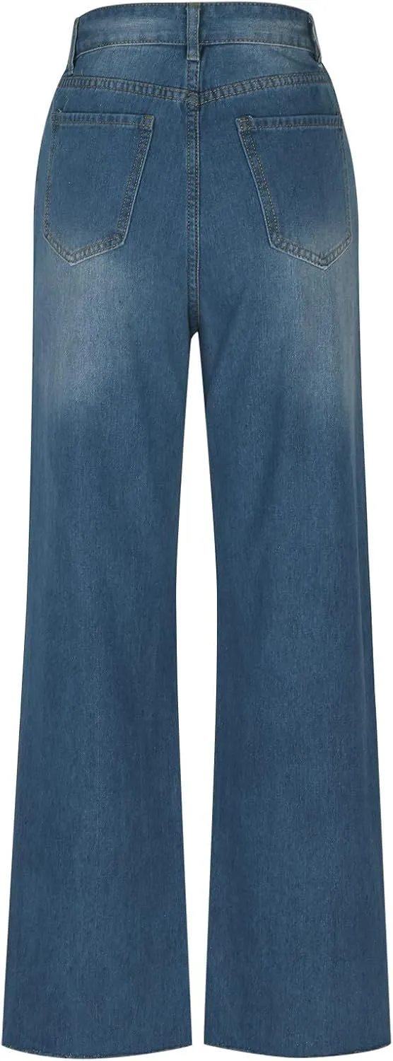 Women Jeans Pants Jeans for Women Denim Loose Fit Western High Cut Flare Wide Leg Fall Summer Jeans 2025