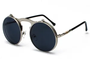 Women Retro Steam Punk Style Round Metal Frame Colorful Mirror Lens Sun Glasses Eyewear Vintage Men Sunglasses