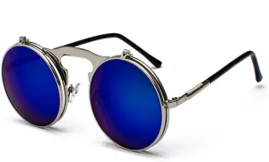 Women Retro Steam Punk Style Round Metal Frame Colorful Mirror Lens Sun Glasses Eyewear Vintage Men Sunglasses