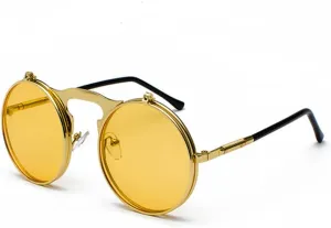 Women Retro Steam Punk Style Round Metal Frame Colorful Mirror Lens Sun Glasses Eyewear Vintage Men Sunglasses