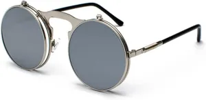 Women Retro Steam Punk Style Round Metal Frame Colorful Mirror Lens Sun Glasses Eyewear Vintage Men Sunglasses