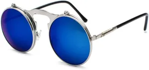 Women Retro Steam Punk Style Round Metal Frame Colorful Mirror Lens Sun Glasses Eyewear Vintage Men Sunglasses