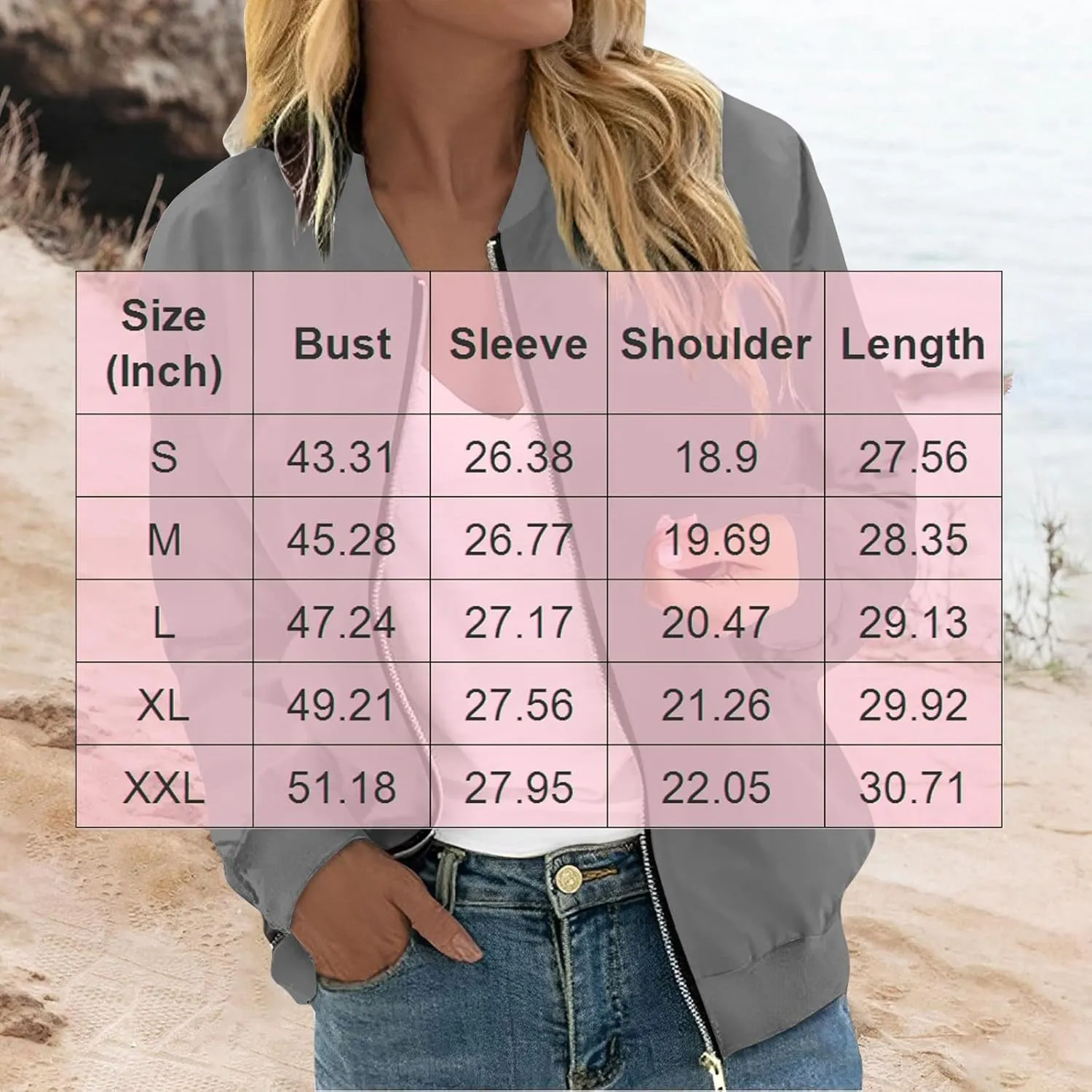 Women's Bomber Jacket Trendy Zip Up Lightweight Windbreaker Jacket Casual Fall Jackets for Women with Pocket