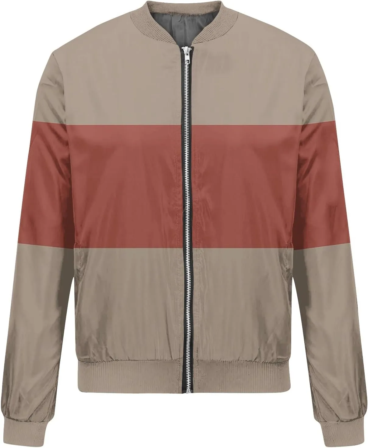 Women'S Bomber Jackets Lightweight Floral Printing Zip Up Long Sleeve Jacket With Pocket Fall Stand Collar Coat