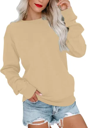 Women'S Crewneck Sweatshirts No Hood Fall Long Sleeve Shirts Dressy Casual Gradient Color Sweatshirts Pullover Cute