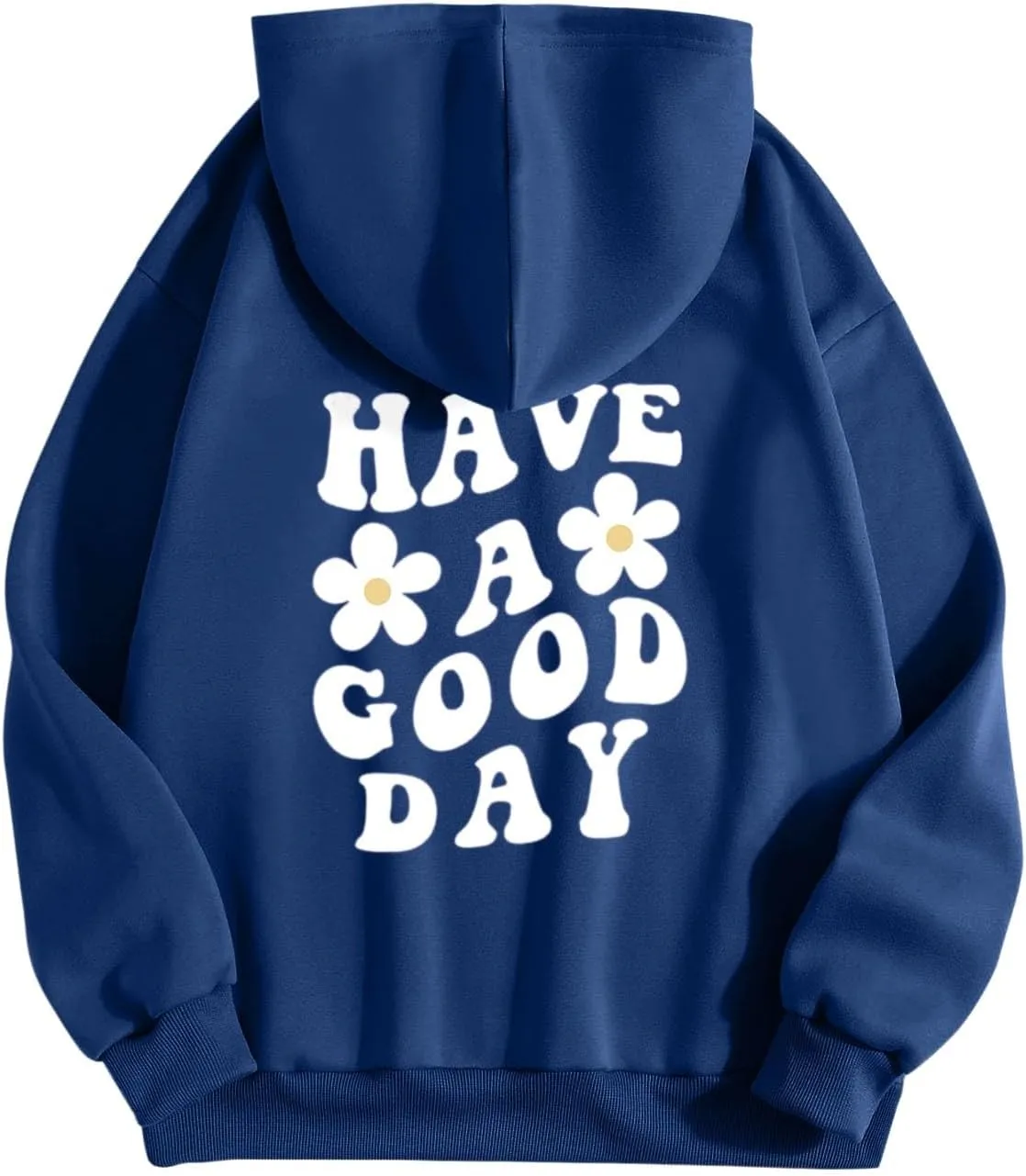 Women's Fashion Hoodies & Sweatshirts Have A Good Day Letter Print Pullover Tops with Pocket Drop Shoulder Causal Hoodies