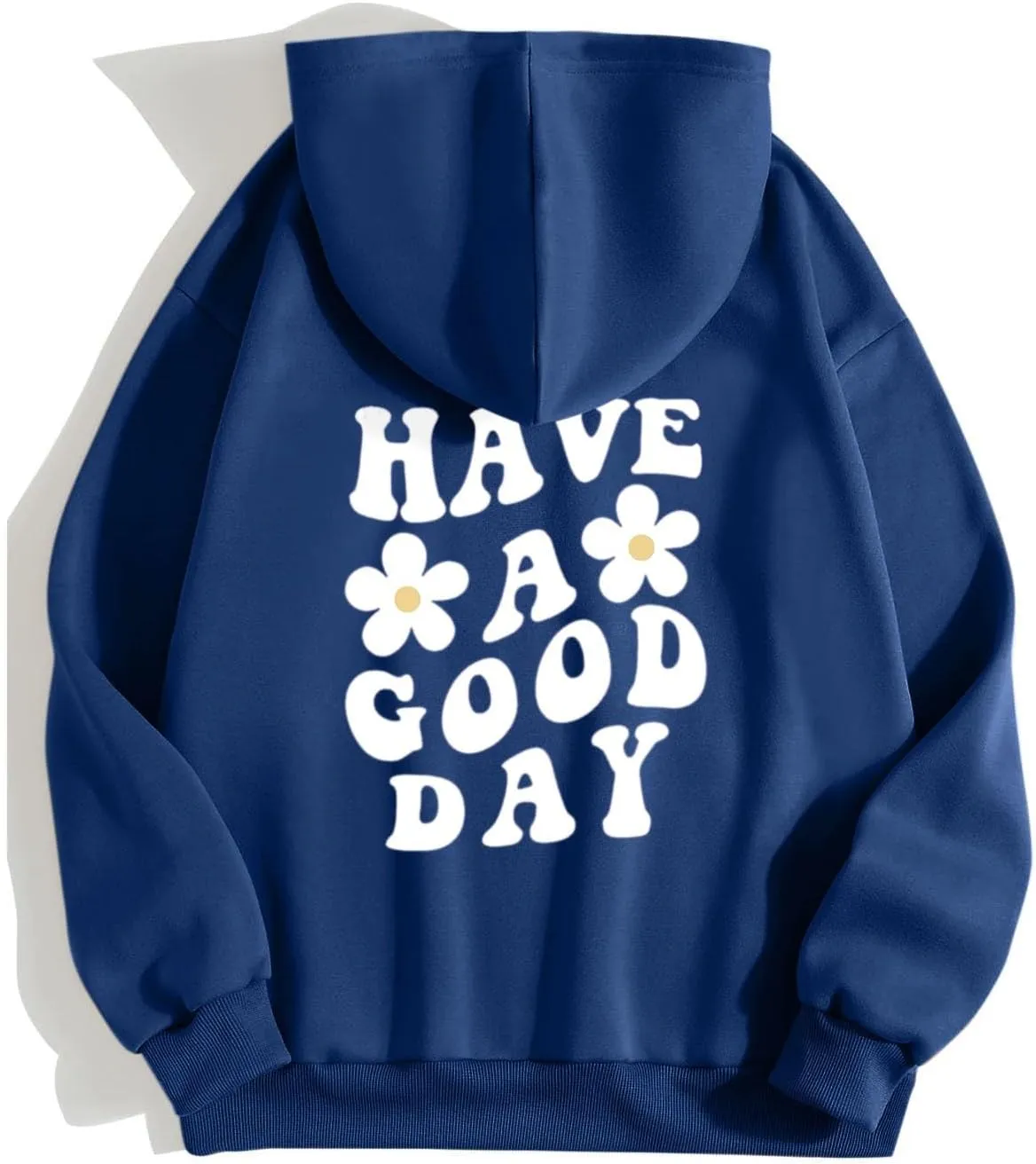 Women's Fashion Hoodies & Sweatshirts Have A Good Day Letter Print Pullover Tops with Pocket Drop Shoulder Causal Hoodies