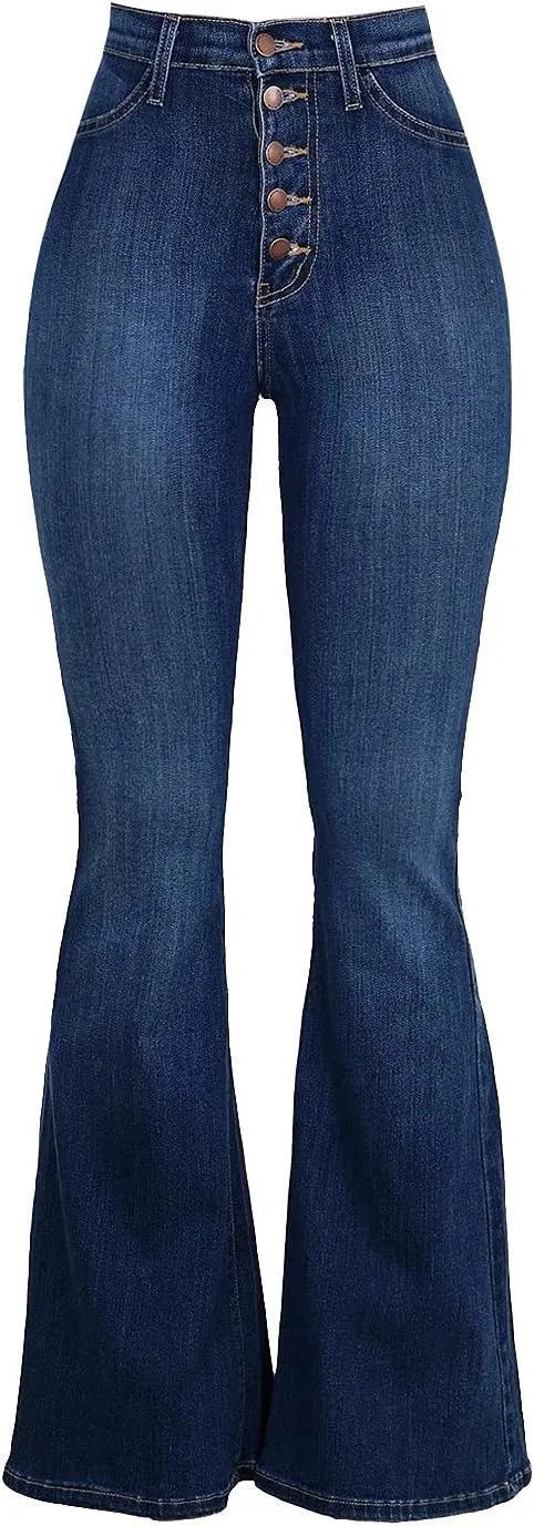 Womens High Waisted Bell Bottom Jeans Denim High Rise Flare Jeans Denim Pants with Wide Leg Bootcut Jeans