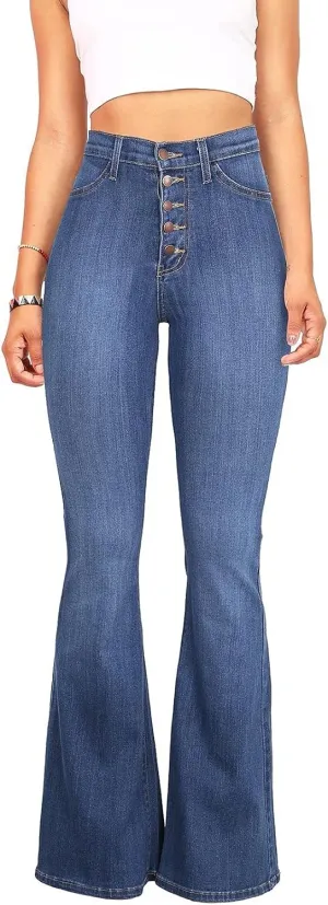 Womens High Waisted Bell Bottom Jeans Denim High Rise Flare Jeans Denim Pants with Wide Leg Bootcut Jeans