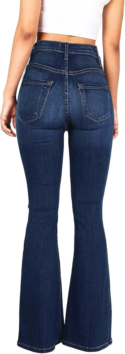 Womens High Waisted Bell Bottom Jeans Denim High Rise Flare Jeans Denim Pants with Wide Leg Bootcut Jeans