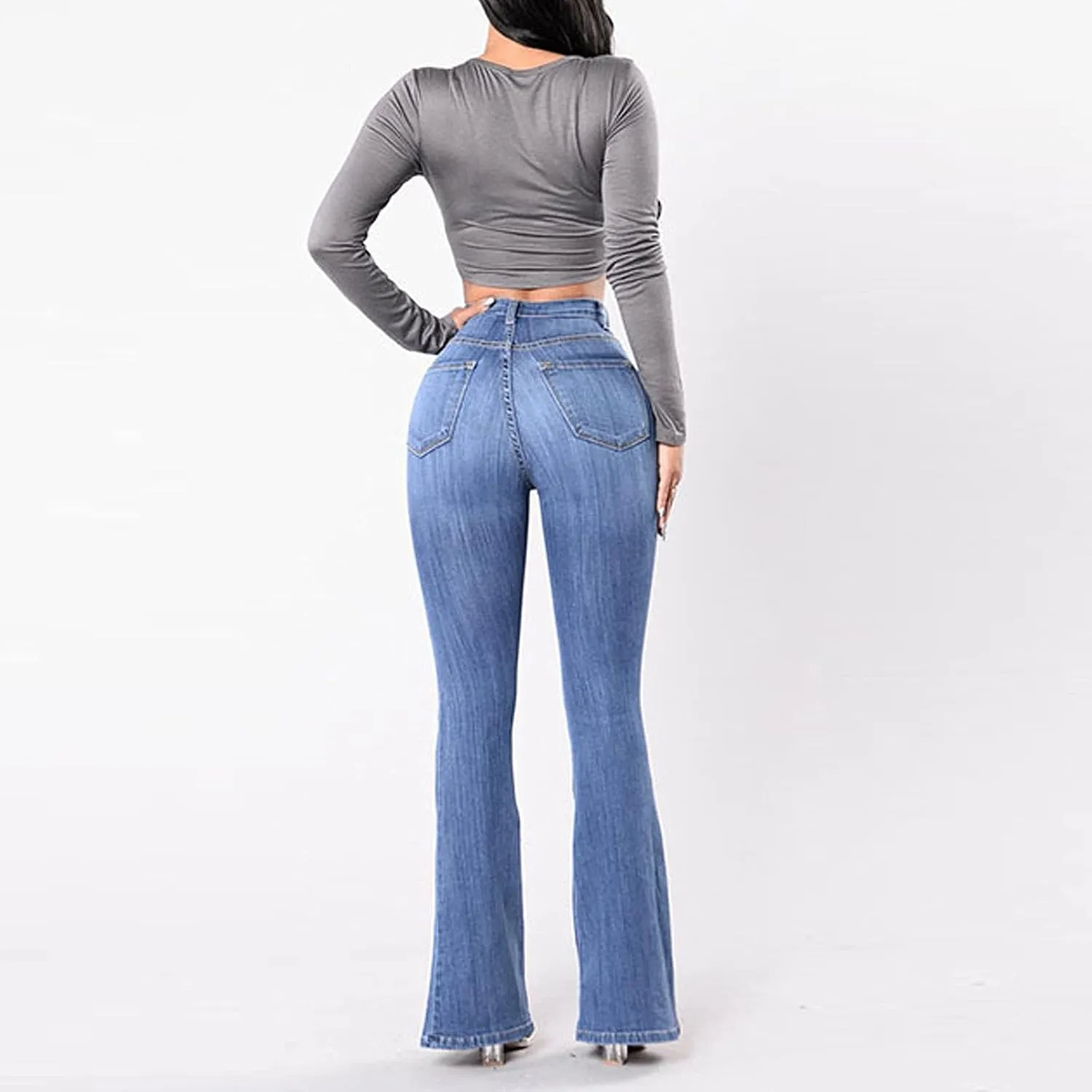 Womens High Waisted Bell Bottom Jeans Denim High Rise Flare Jeans Denim Pants with Wide Leg Bootcut Jeans