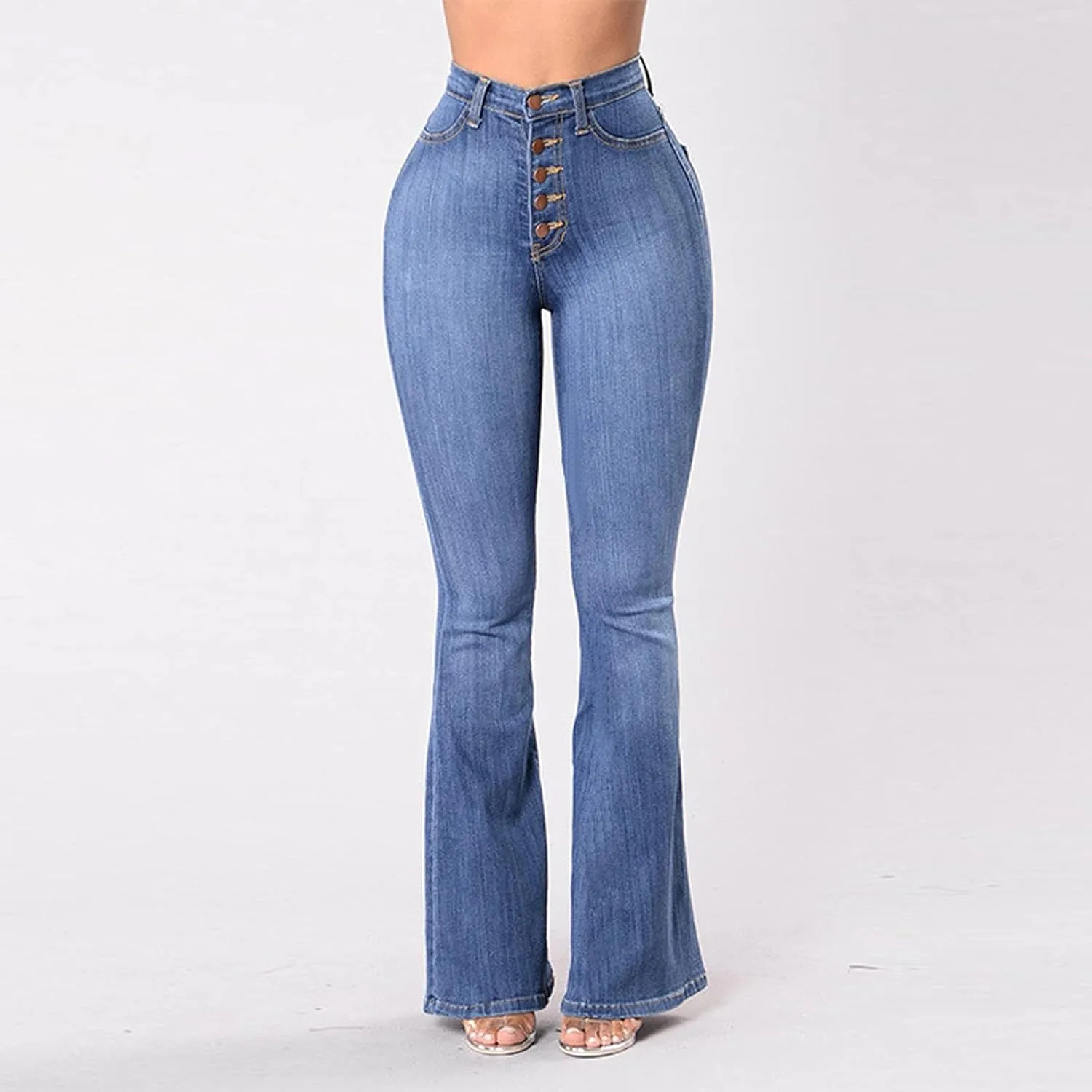 Womens High Waisted Bell Bottom Jeans Denim High Rise Flare Jeans Denim Pants with Wide Leg Bootcut Jeans