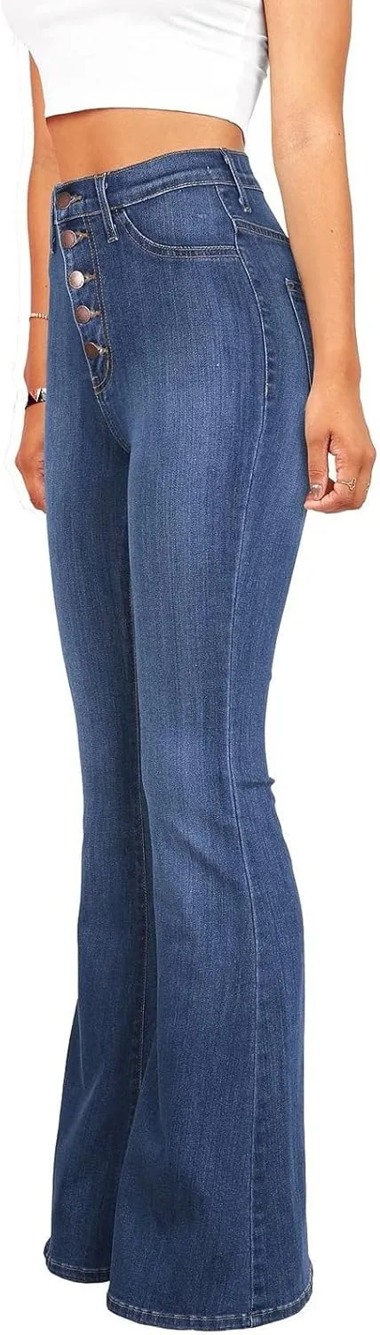 Womens High Waisted Bell Bottom Jeans Denim High Rise Flare Jeans Denim Pants with Wide Leg Bootcut Jeans