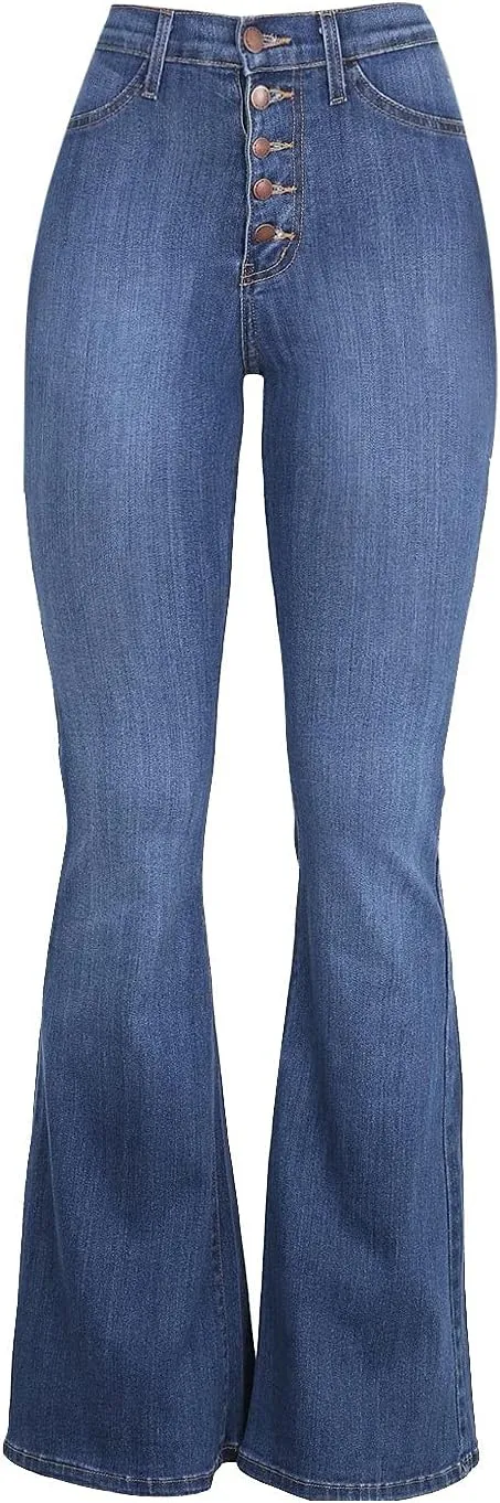 Womens High Waisted Bell Bottom Jeans Denim High Rise Flare Jeans Denim Pants with Wide Leg Bootcut Jeans