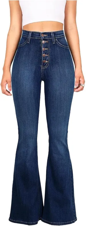 Womens High Waisted Bell Bottom Jeans Denim High Rise Flare Jeans Denim Pants with Wide Leg Bootcut Jeans