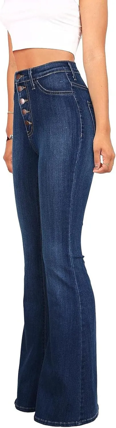 Womens High Waisted Bell Bottom Jeans Denim High Rise Flare Jeans Denim Pants with Wide Leg Bootcut Jeans