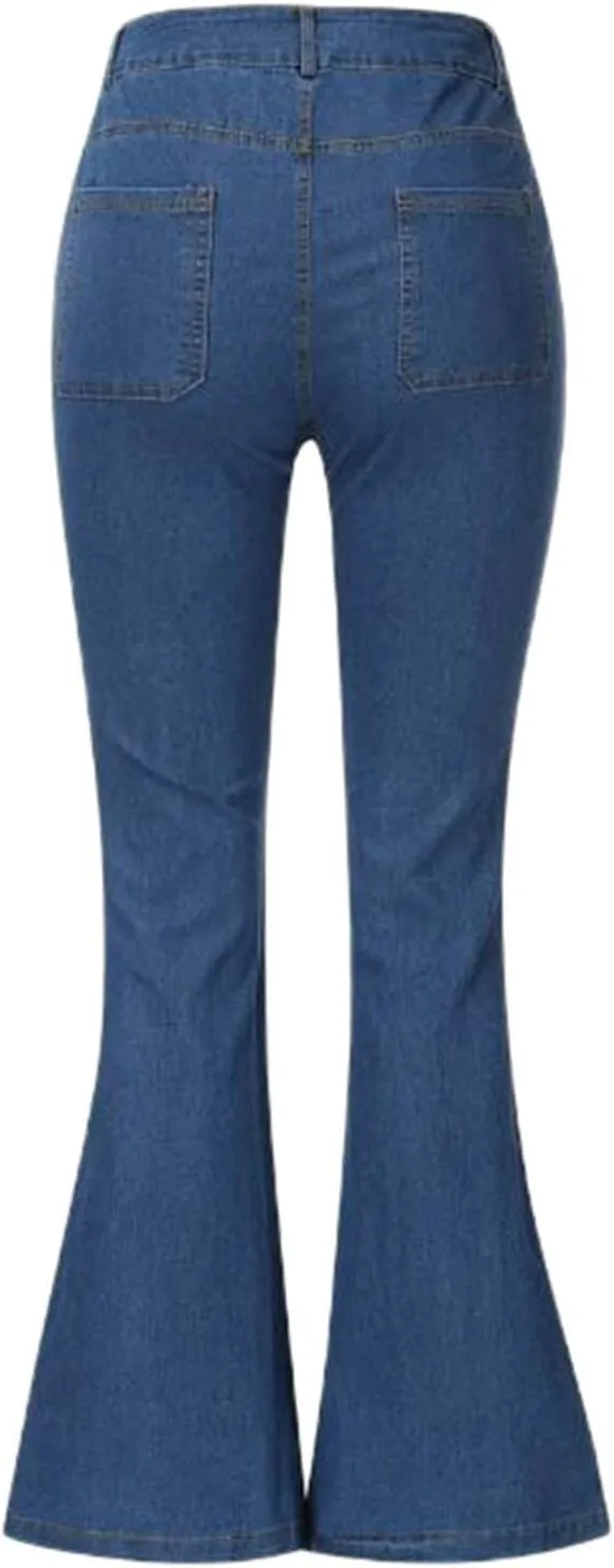 Women's High Waisted Jeans Distressed Stretch Jeans Ladies Ripped Butt Lift Pants Denim Flare Pencil Jeans