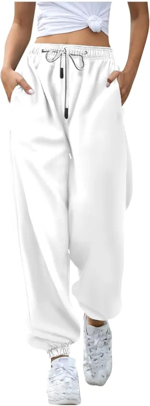 Women's High Waisted Jeans Fashion Solid Colour Casual Drawstring Elastic Waist Trousers Jeans, S-3XL