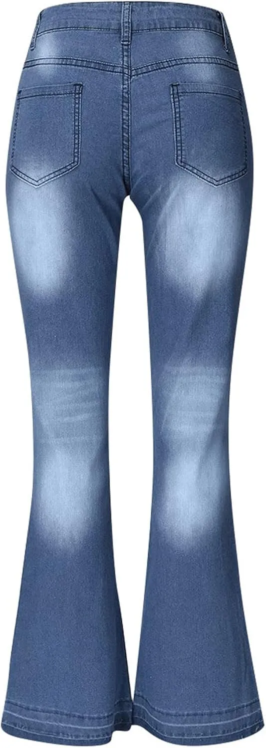 Women's High Waisted Jeans Jeans Skinny Flare Pants Long Solid Color Jeans, XS-4XL