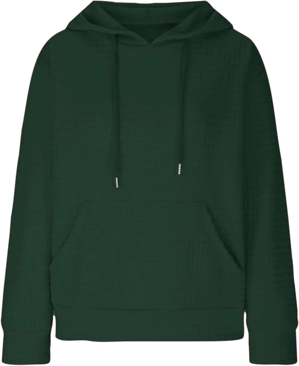 Womens Hoodies Casual Long Sleeve Waffle Sweatshirt Solid Drawstring Hooded Sweatshirt with Pocket Trendy Y2k Hoodie