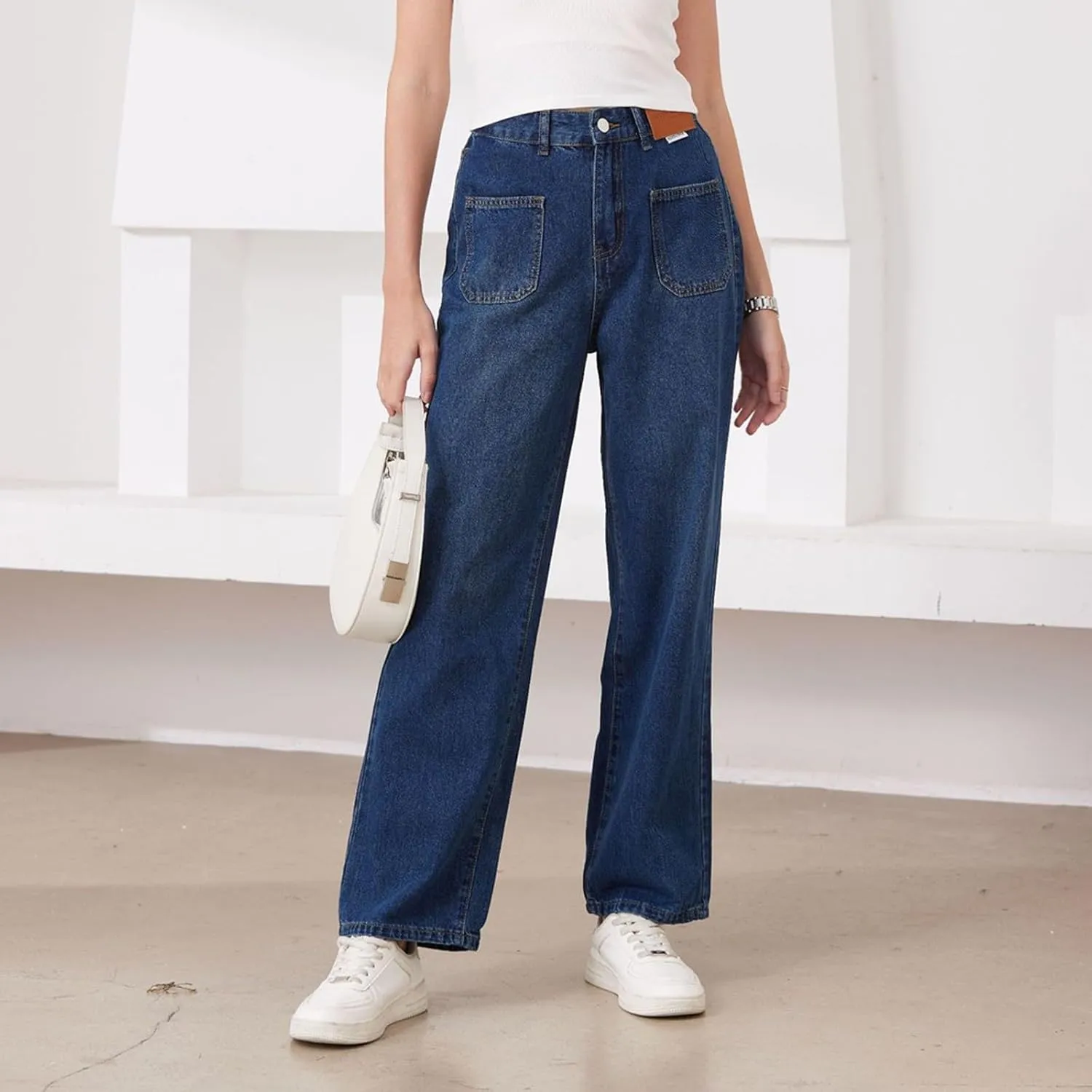Womens Jeans Baggy Jeans Casual Wide Leg Pants Jeans Boyfriend Jeans High Waist Baggy Plus Size Distressed Y2K Streetwear