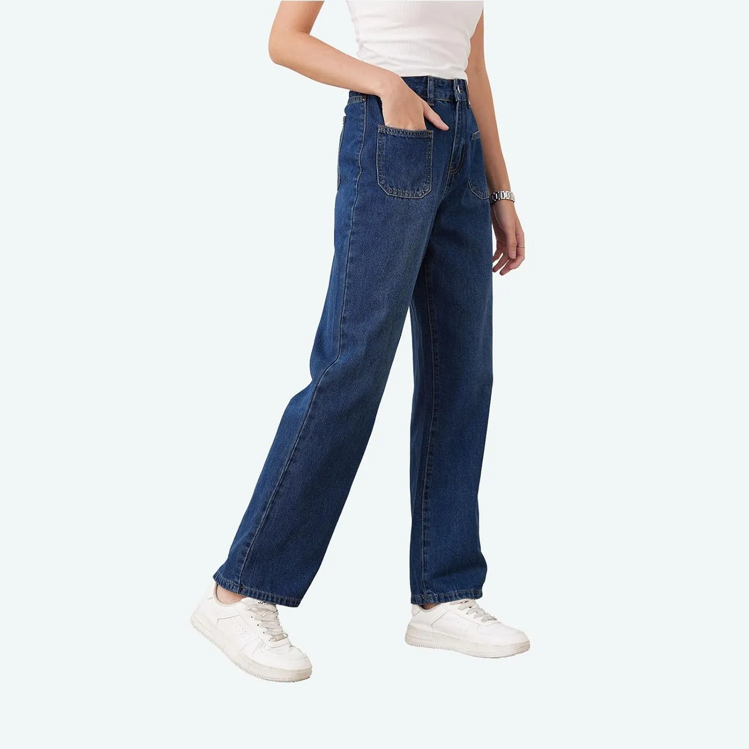 Womens Jeans Baggy Jeans Casual Wide Leg Pants Jeans Boyfriend Jeans High Waist Baggy Plus Size Distressed Y2K Streetwear