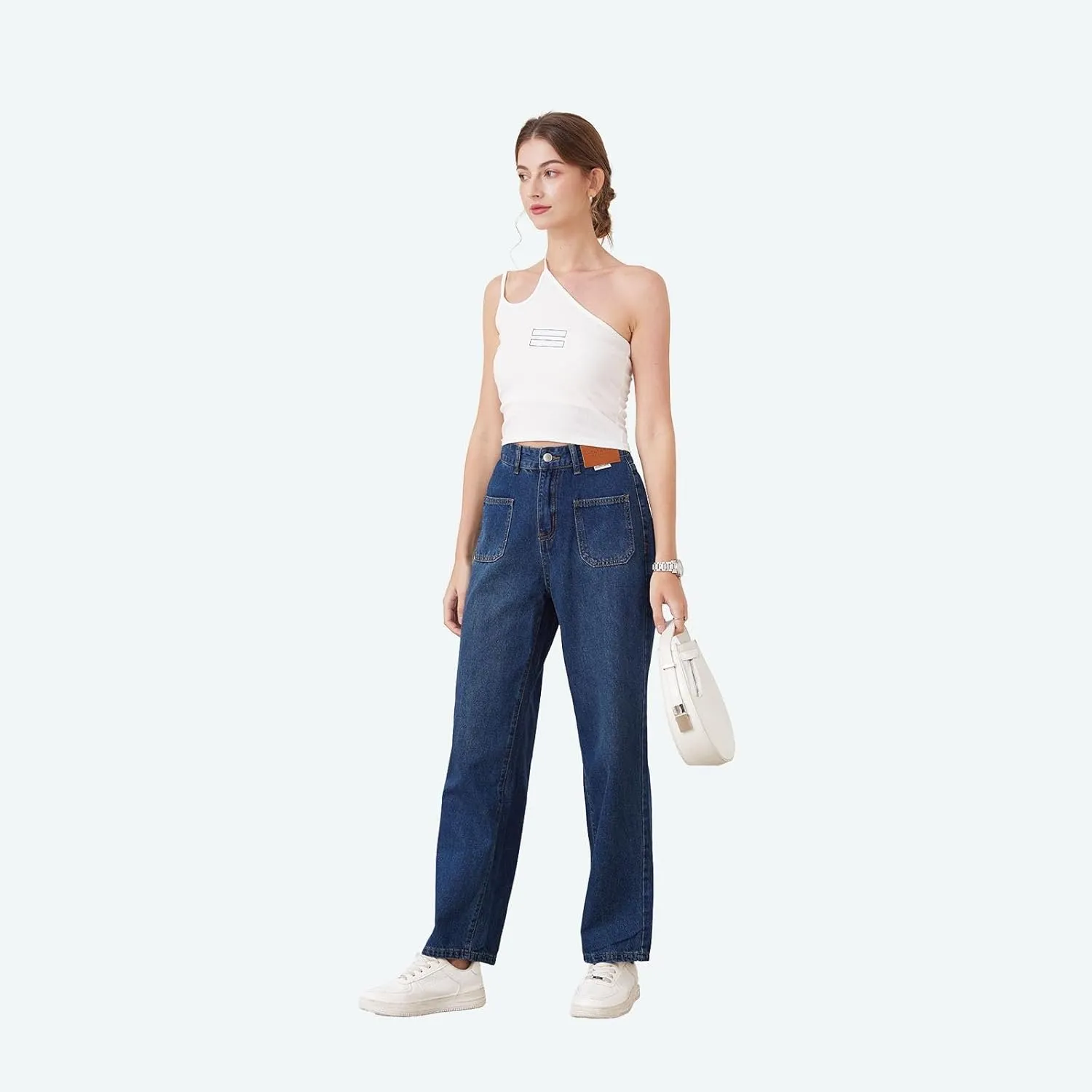 Womens Jeans Baggy Jeans Casual Wide Leg Pants Jeans Boyfriend Jeans High Waist Baggy Plus Size Distressed Y2K Streetwear