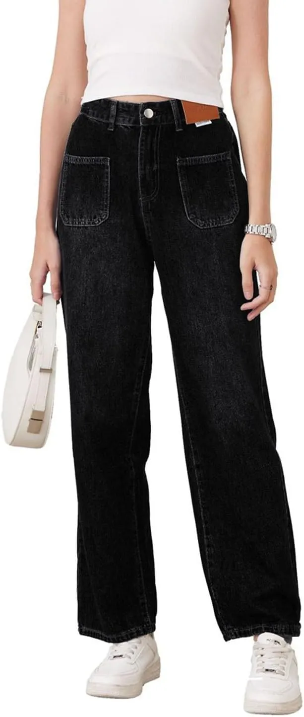 Womens Jeans Baggy Jeans Casual Wide Leg Pants Jeans Boyfriend Jeans High Waist Baggy Plus Size Distressed Y2K Streetwear