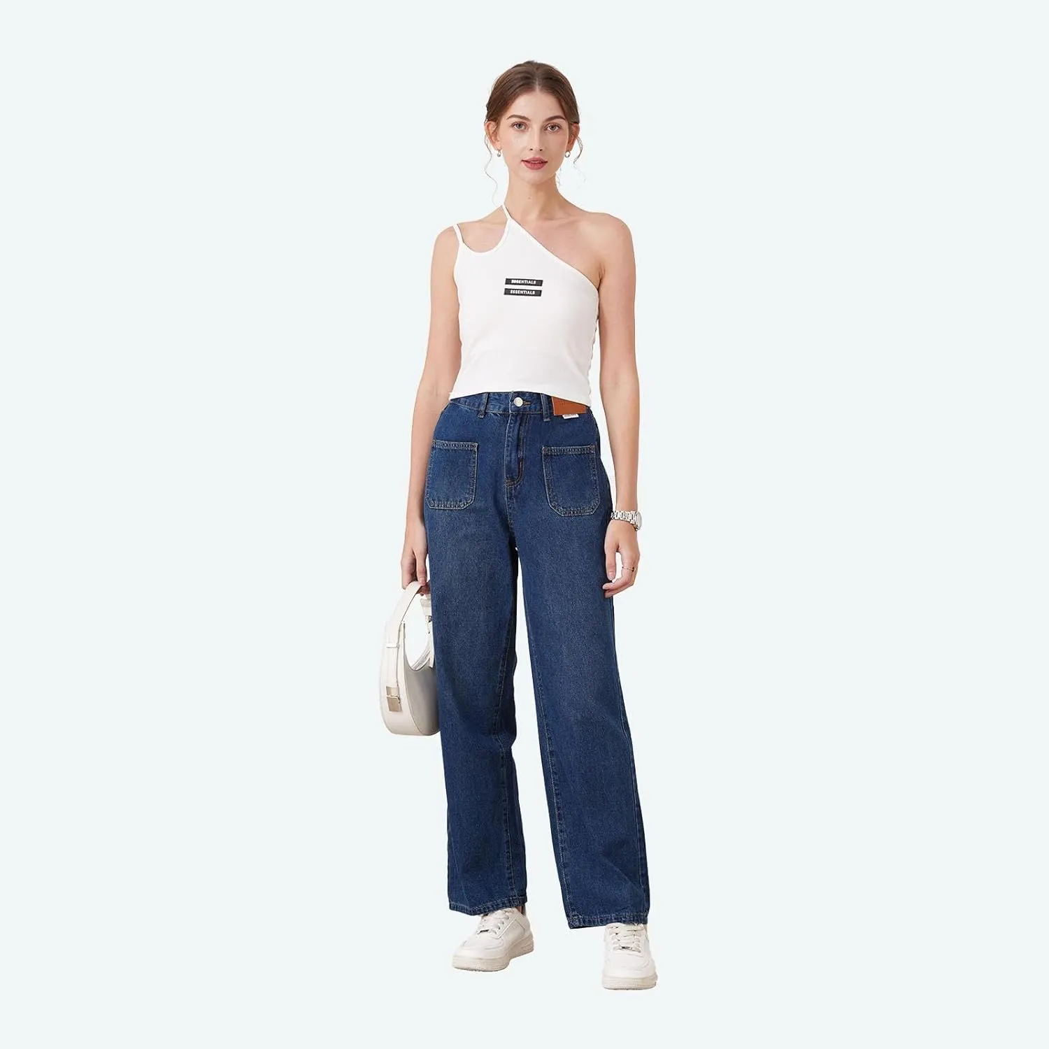 Womens Jeans Baggy Jeans Casual Wide Leg Pants Jeans Boyfriend Jeans High Waist Baggy Plus Size Distressed Y2K Streetwear